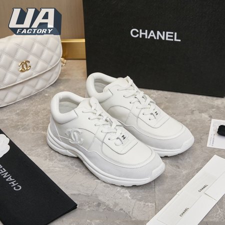 CHANEL LOW TOP TRAINER CC TRIPLE WHITE - CC4