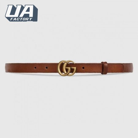 GUCCI LEATHER BELT WITH DOUBLE G BUCKLE