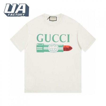 GUCCI LIPSTICK PRINT PRINT COTTON T-SHIRT WHITE