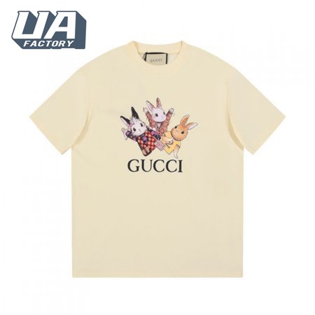 Gucci Rabbits Print Print Cotton T-Shirt White