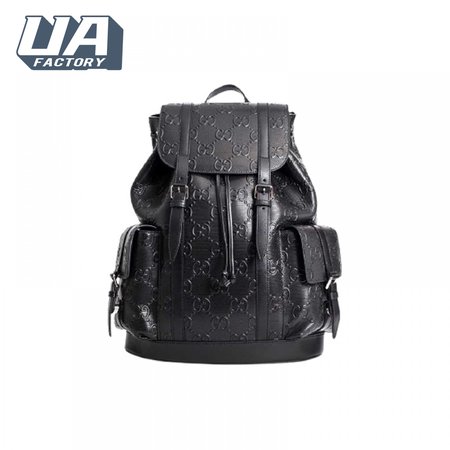 Gg Embossed Backpack In Black Leather GBP014