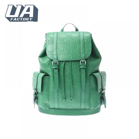 Gg Embossed Backpack In Green Leather GBP015