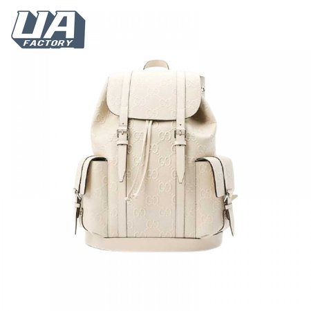 Gg Embossed Backpack In White Leather GBP013