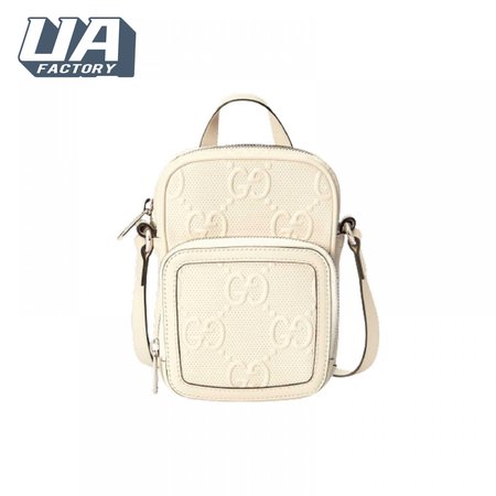 Gg Embossed Mini Bag In White Leather GMB016