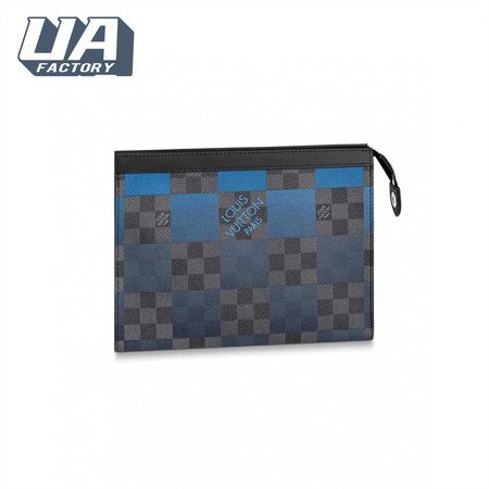 pochette voyage mm damier graphite canvas in blue - pb04