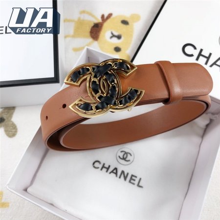 Chanel Leather Belt Buckle 30mm brown