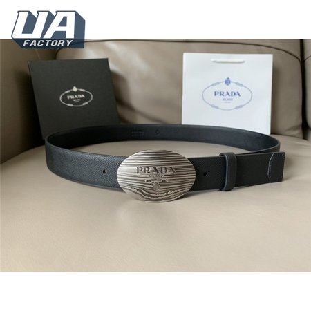 Prada saffiano 34mm leather belt black