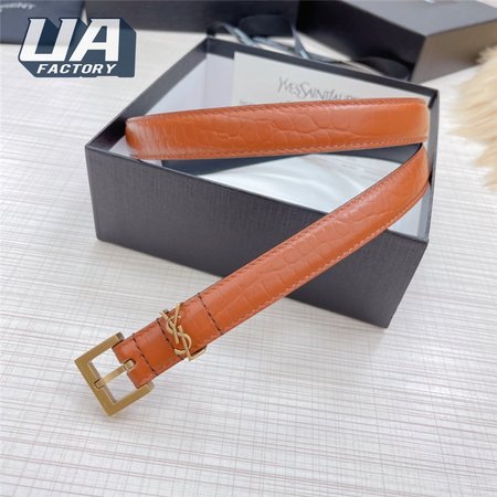 ysl crocodile grain top layer leather belt