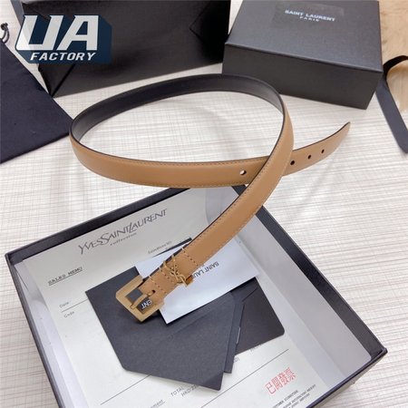 ysl logo leather belt