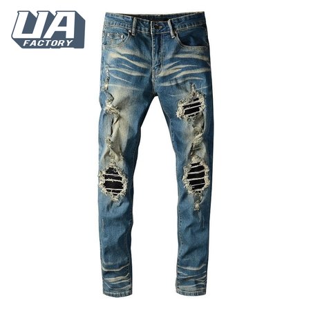 Amiri Blasted Rip Jeans Dark Blue