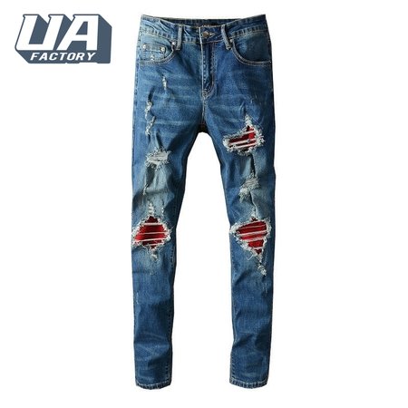 Amiri Design Rip Jeans Dark blue / Red