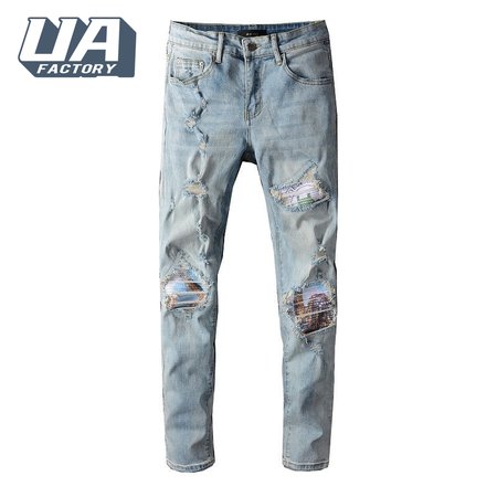 Amiri Design Rip Jeans Light Blue