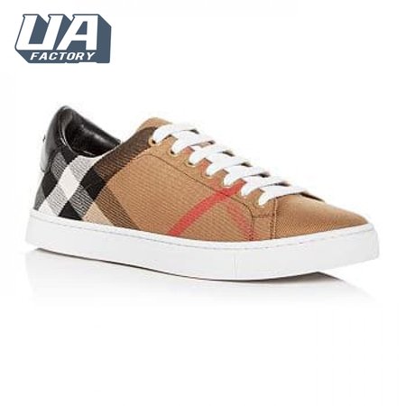 BURBERRY ALBERT HOUSE CHECK & LEATHER LOW-TOP SNEAKER - BBR3