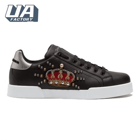 DOLCE & GABBANA CALFSKIN PORTOFINO SNEAKERS WITH PATCH - DG1