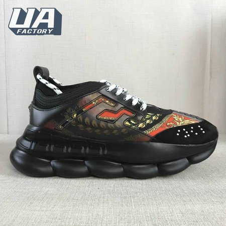 VERSACE BLACK RED AND MULTICOLOURED CHAIN REACTION SNEAKERS - VS18